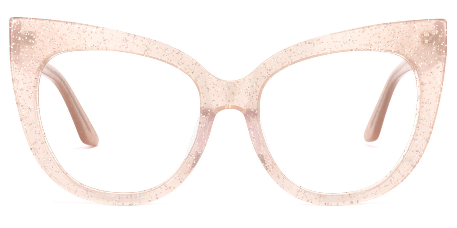 Carmine - Cat Eye Pink Glitter Eyeglasses