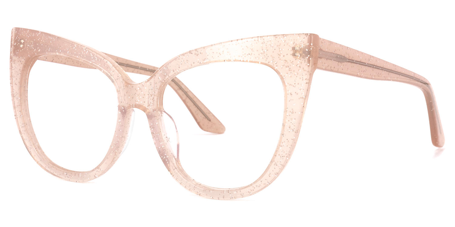 Carmine - Cat Eye Pink Glitter Eyeglasses