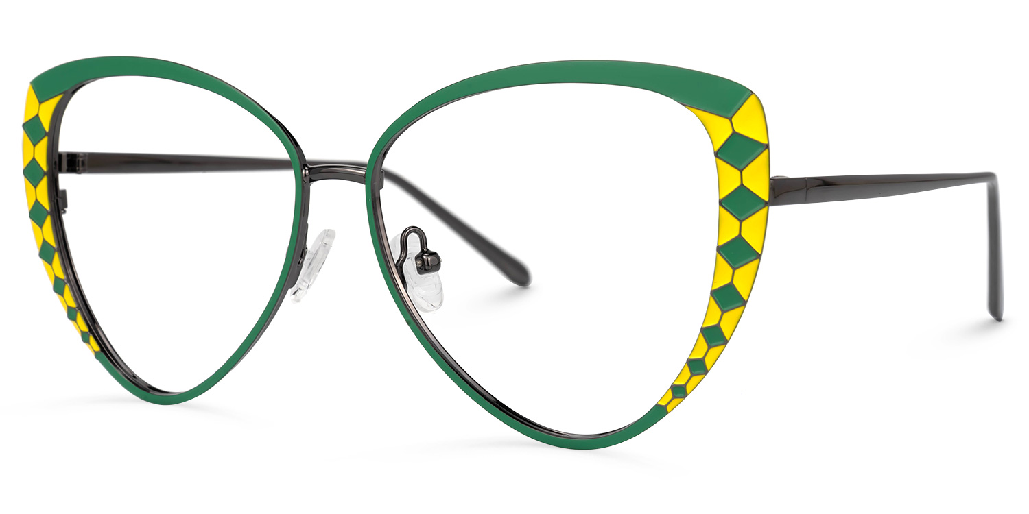 Tristan - Geometric Green Eyeglasses