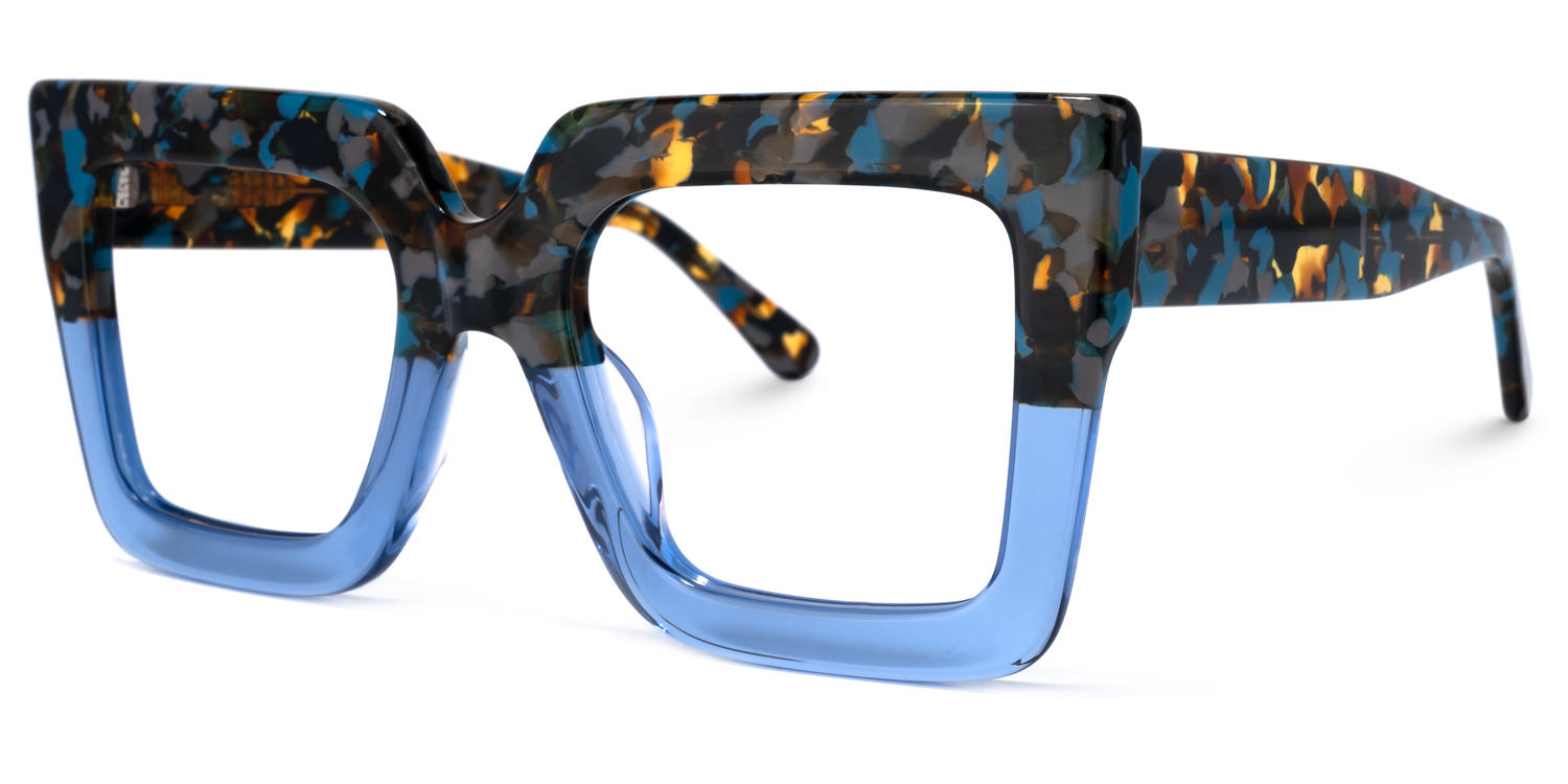 Charisse - Square Two-tone Blue Eyeglasses - 4