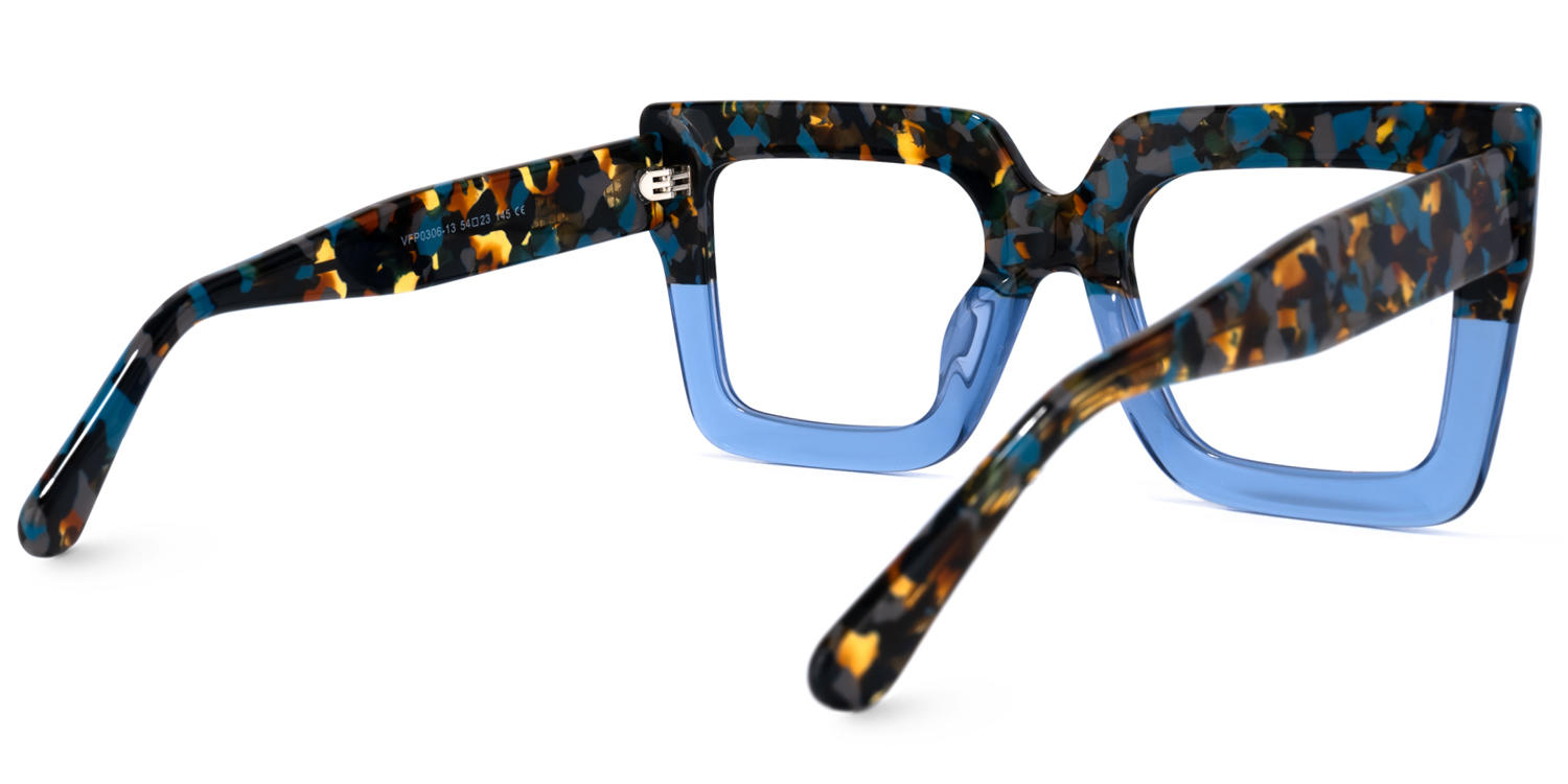 Charisse - Square Two-tone Blue Eyeglasses - 5
