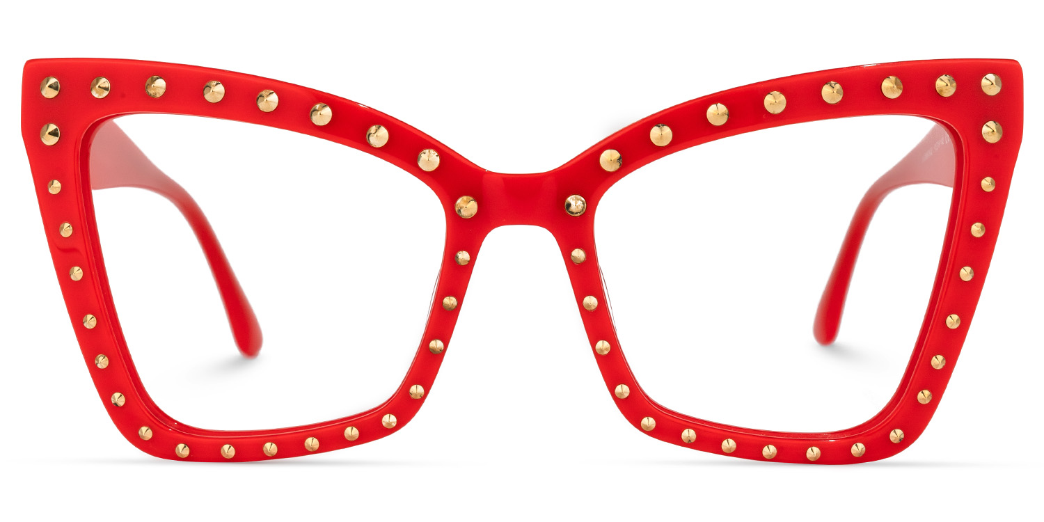 Cyndi - Square Red Eyeglasses