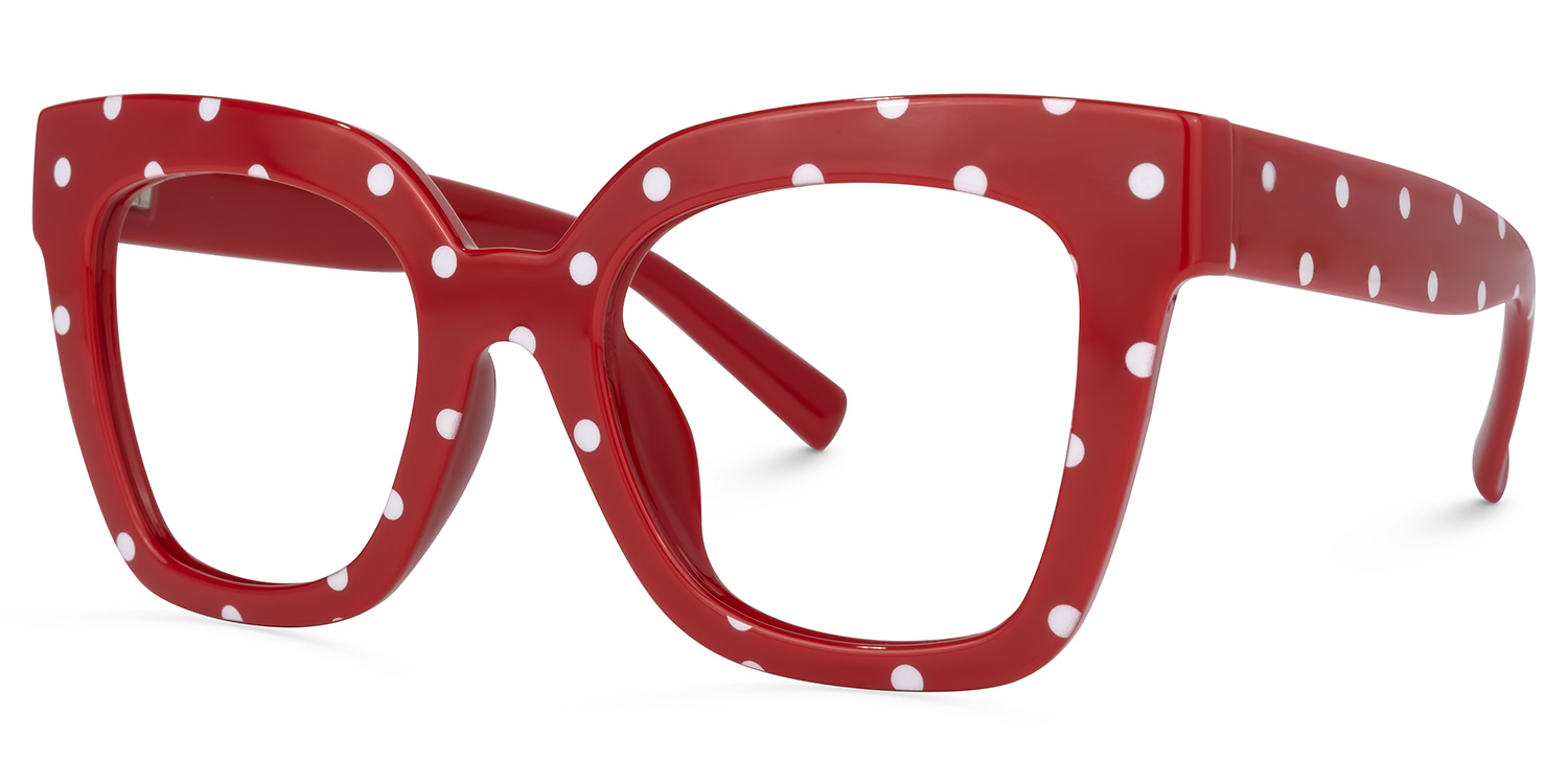 Naila - Square Red Eyeglasses