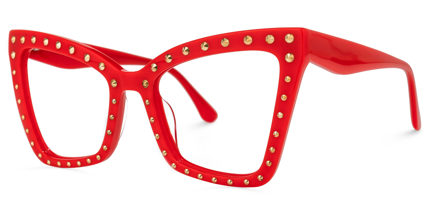 Cyndi - Square Red Eyeglasses