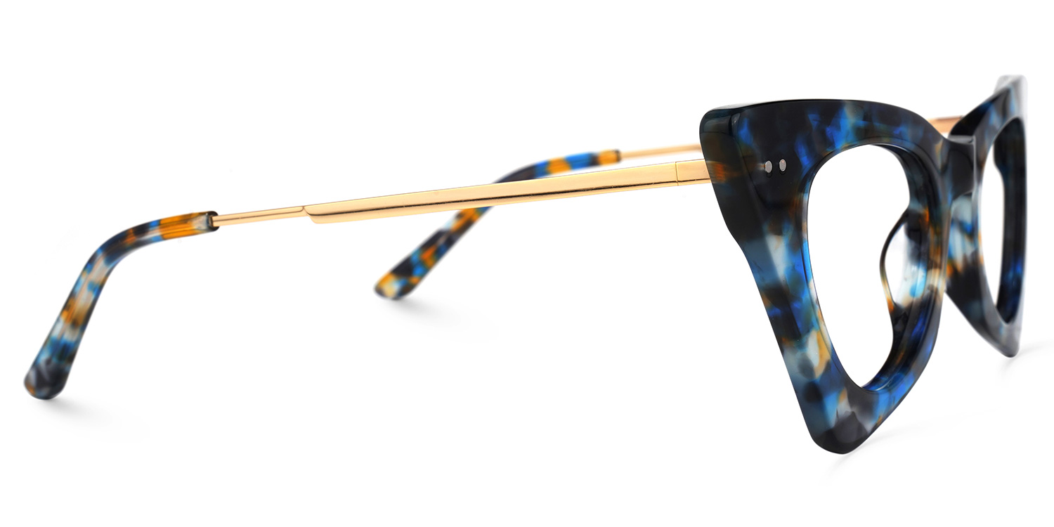 Gretchen - Geometric Blue/Black Eyeglasses - 4