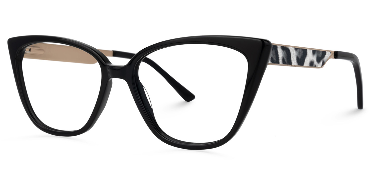Meghan - Rectangle Black Eyeglasses - 2