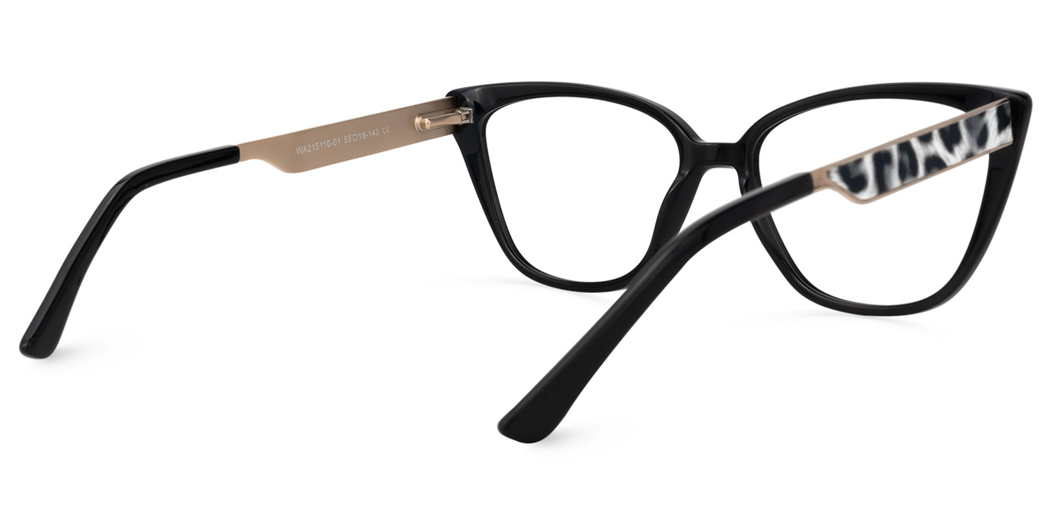 Meghan - Rectangle Black Eyeglasses - 3