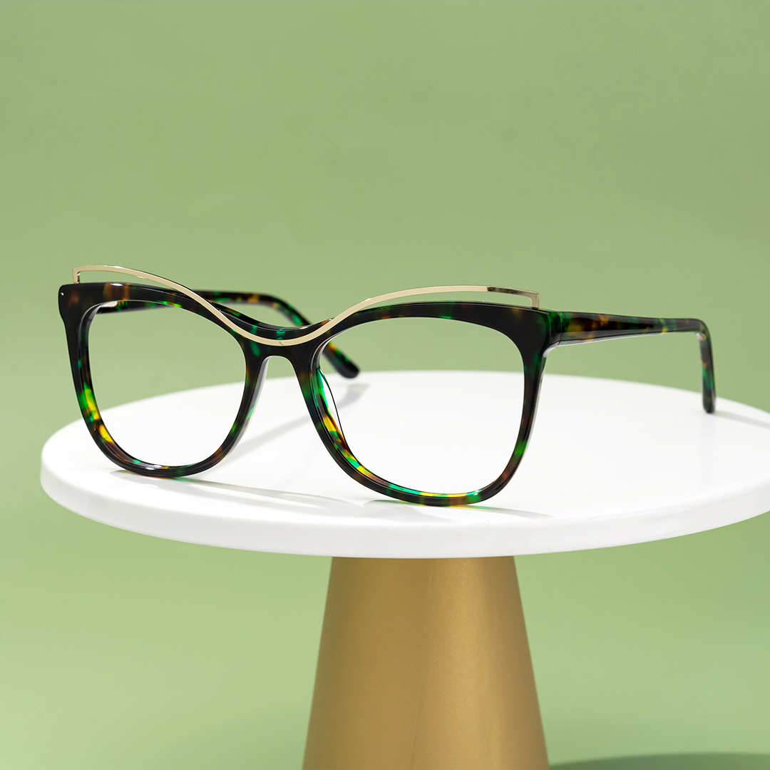 Renata - Square Floral Eyeglasses - 1