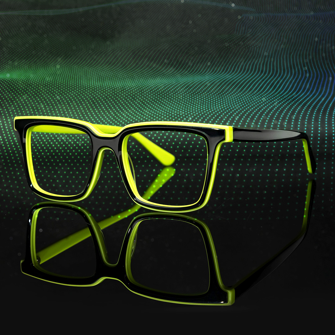 Chelsie - Rectangle Green Eyeglasses - 1