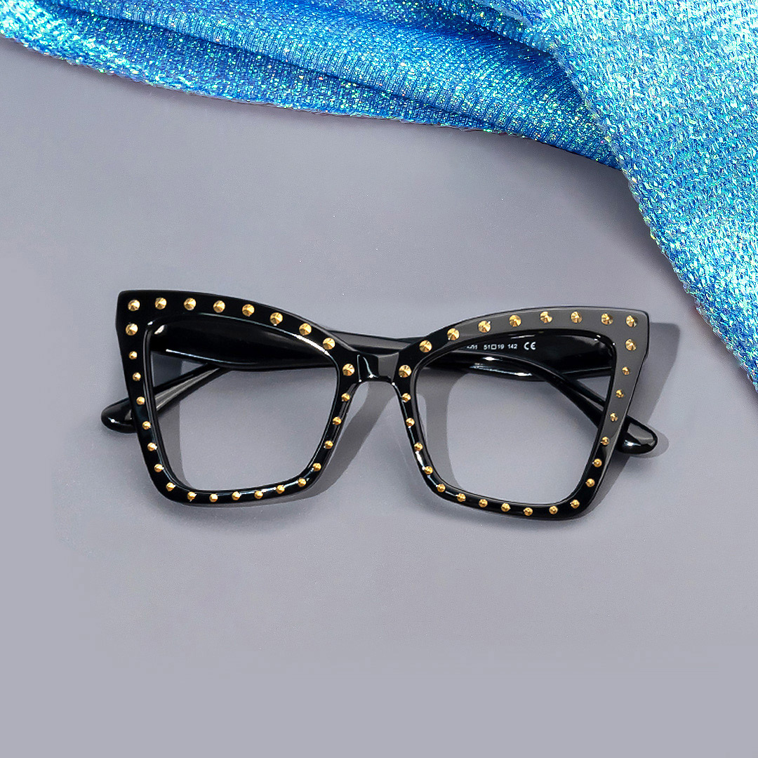 Cyndi - Square Black Eyeglasses - 1