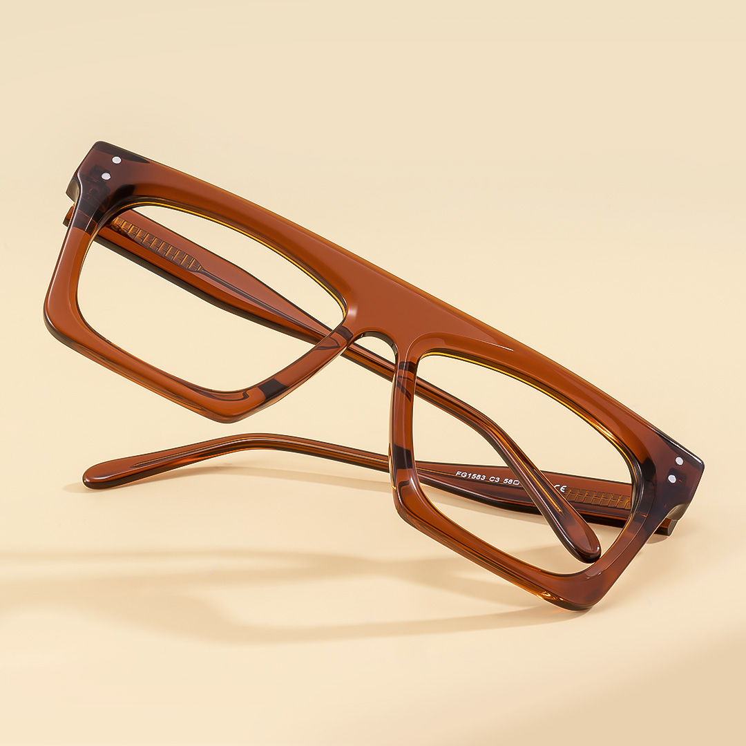 Fausta - Aviator Brown Eyeglasses - 5